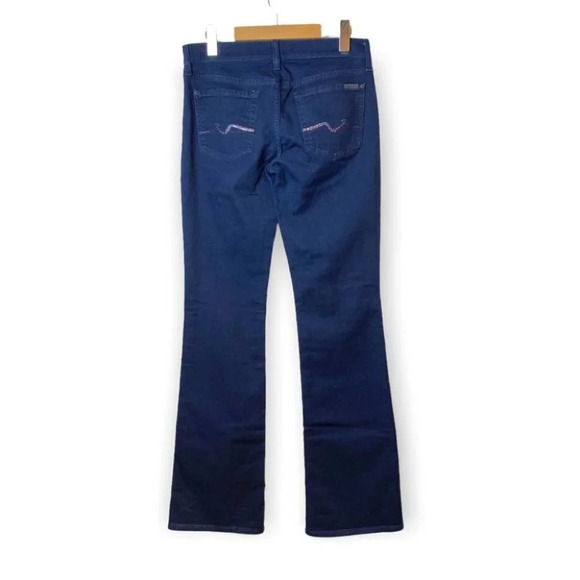 7 For All Mankind Navy Blue Bootcut Jeans with Swarovski Crystal Pockets - Picture 2 of 10